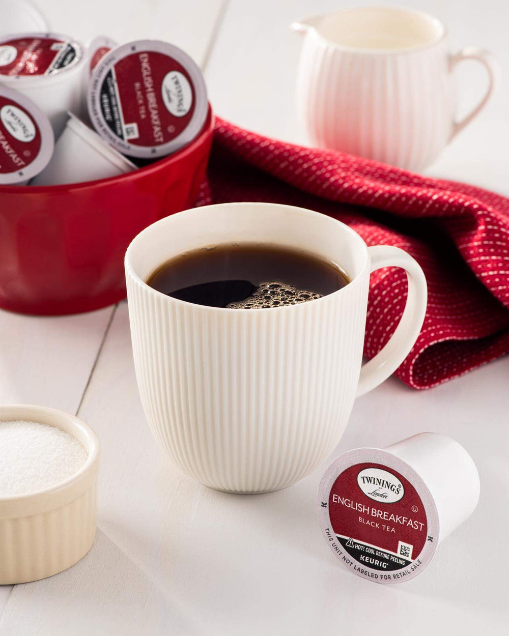 Twinings K-Cup pod setup for a quick, hot cup in minutes.