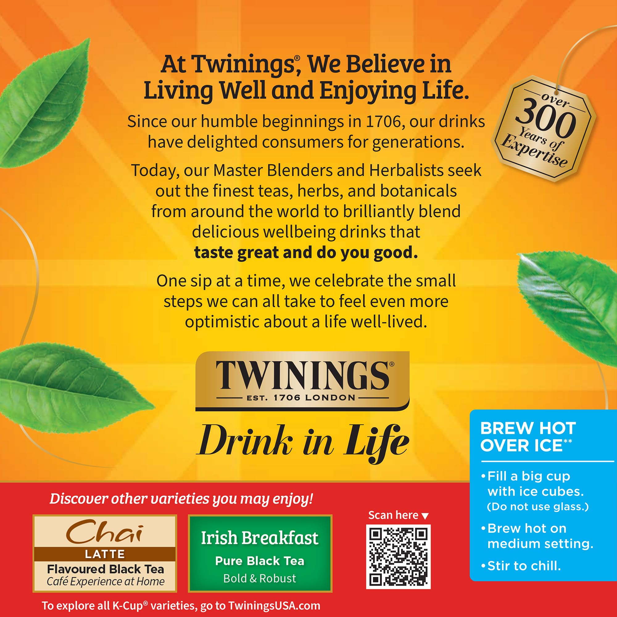 Twinings English Breakfast tea poured over ice delivers a refreshing cold brew.