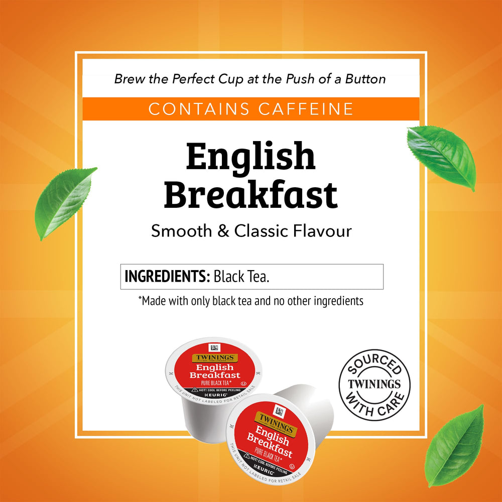 Twinings English Breakfast K-Cup pods provide consistent flavor in every brew.