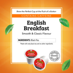 Twinings English Breakfast K-Cup pods provide consistent flavor in every brew.