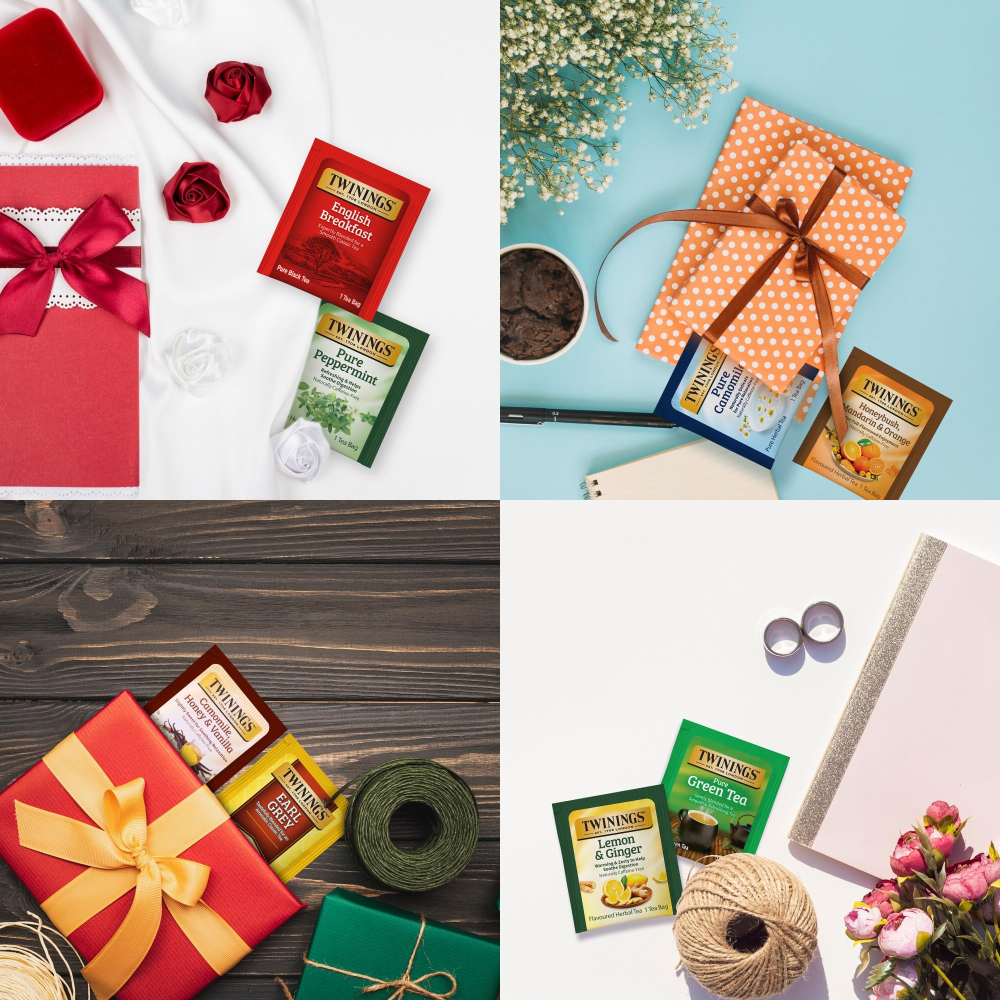 Twinings Green Tea bag highlights a clean, refreshing option for daytime sipping.