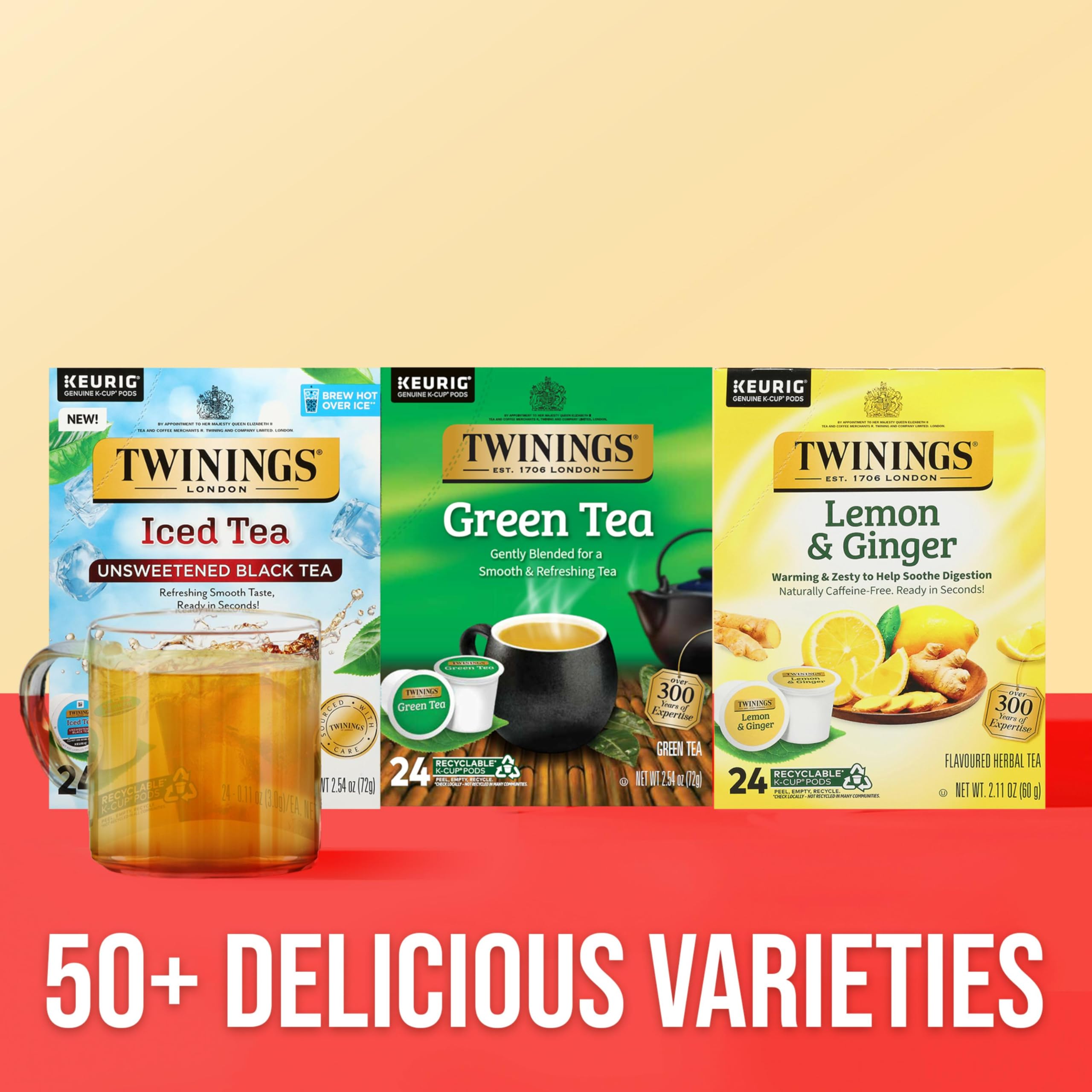 Twinings Green Tea K-Cup Pods are perfect hot or iced for flexibility.