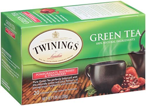 Twinings 20-count packaging emphasizes pure green tea quality