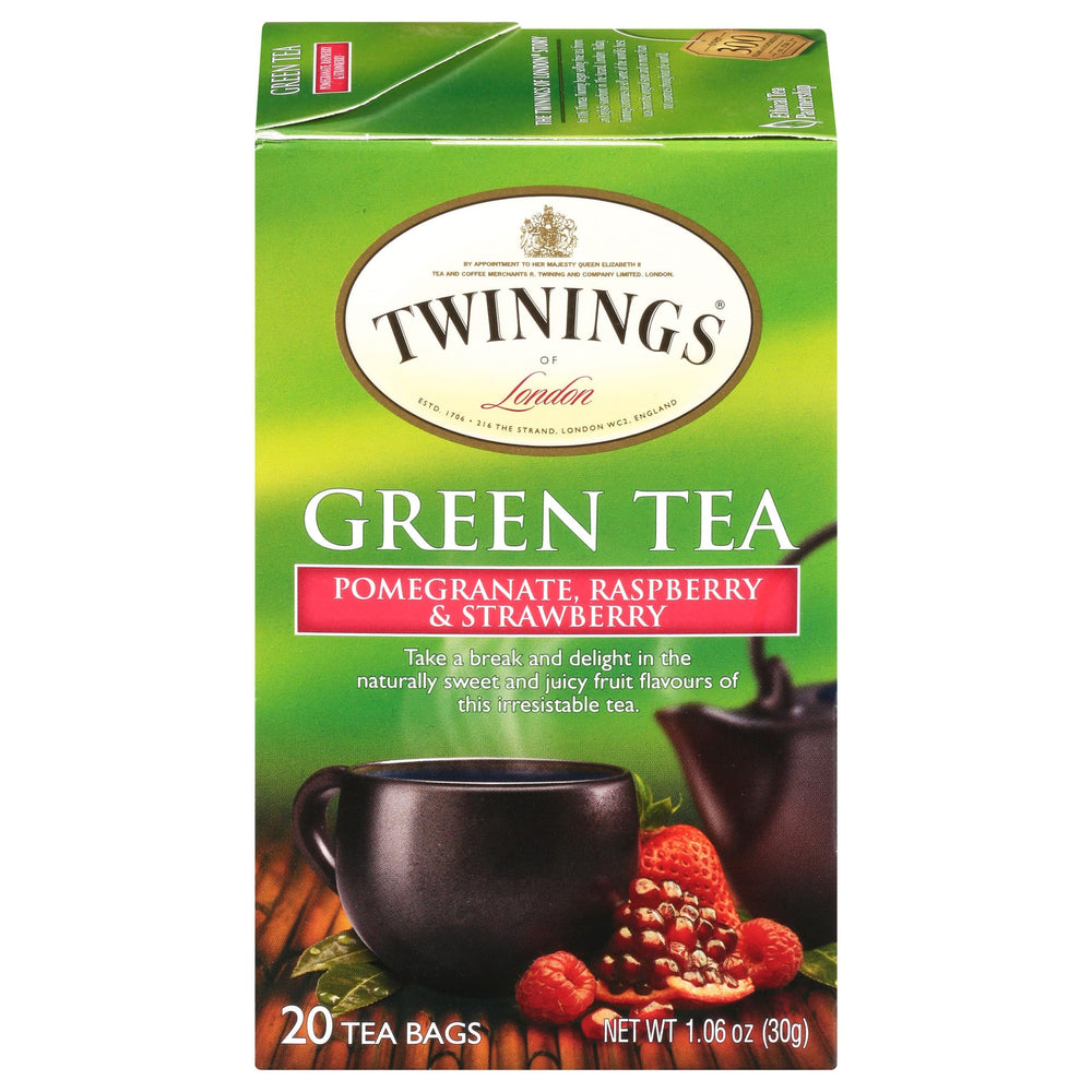 Twinings Green Tea with Pomegranate, Raspberry and Strawberry tea bags release a refreshing aroma