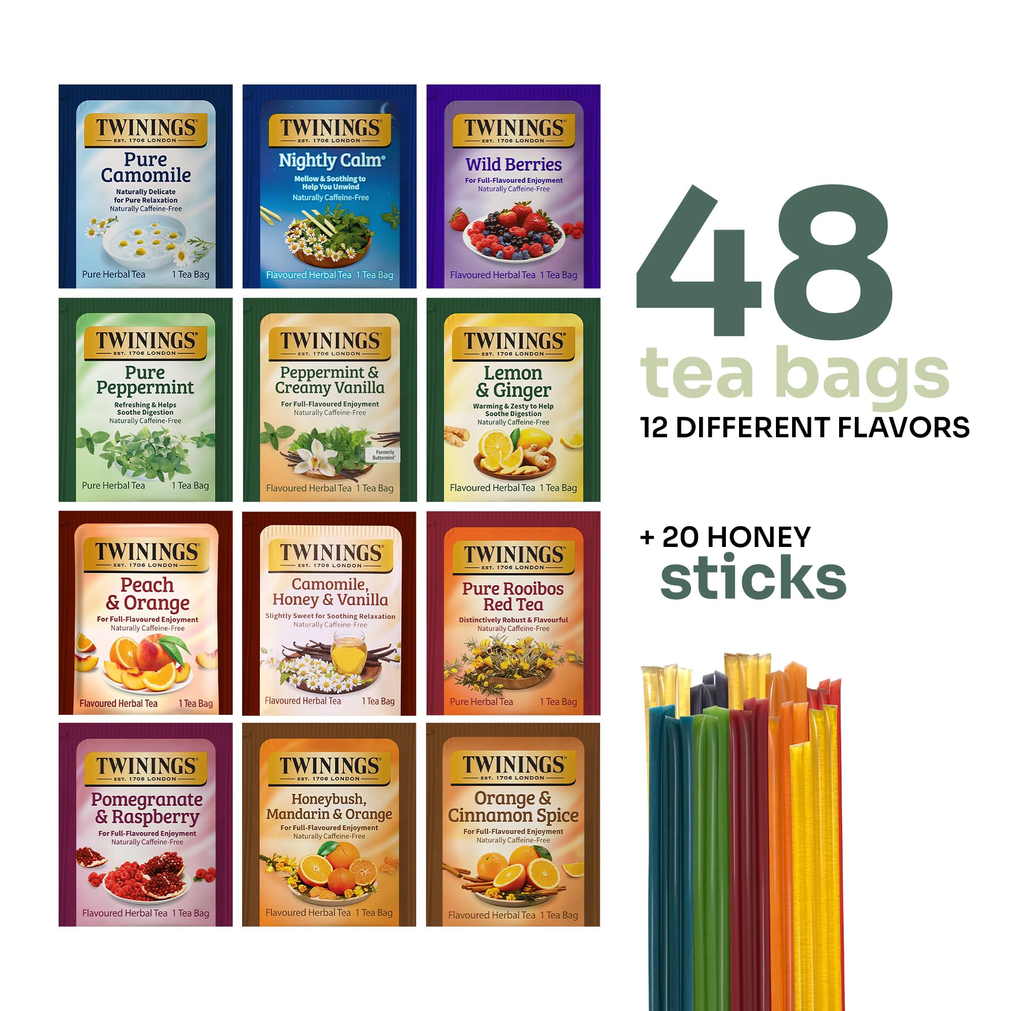 Twinings honey sticks collection to sweeten tea with 10 flavors