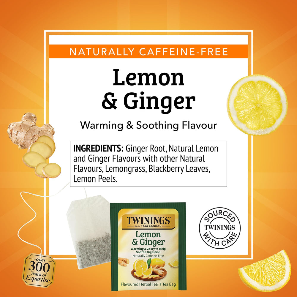 Hot or iced Twinings Lemon & Ginger tea served for versatile enjoyment