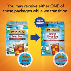 Twinings iced tea being poured over ice shows refreshing color and chill.
