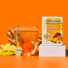 Twinings Immune Support packaging label highlighting vitamin C addition.