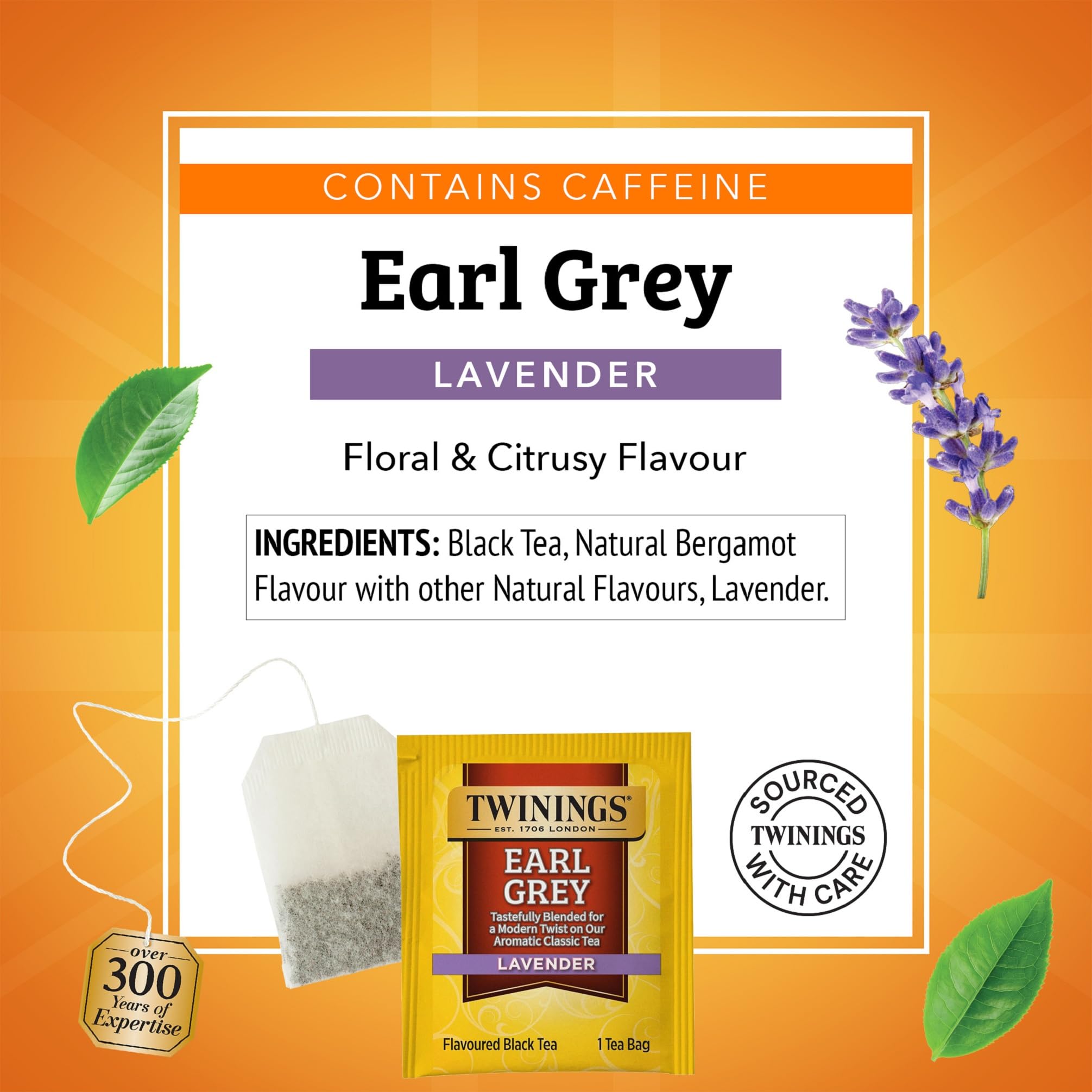 Individually sealed Twinings tea bags preserve freshness during busy days.