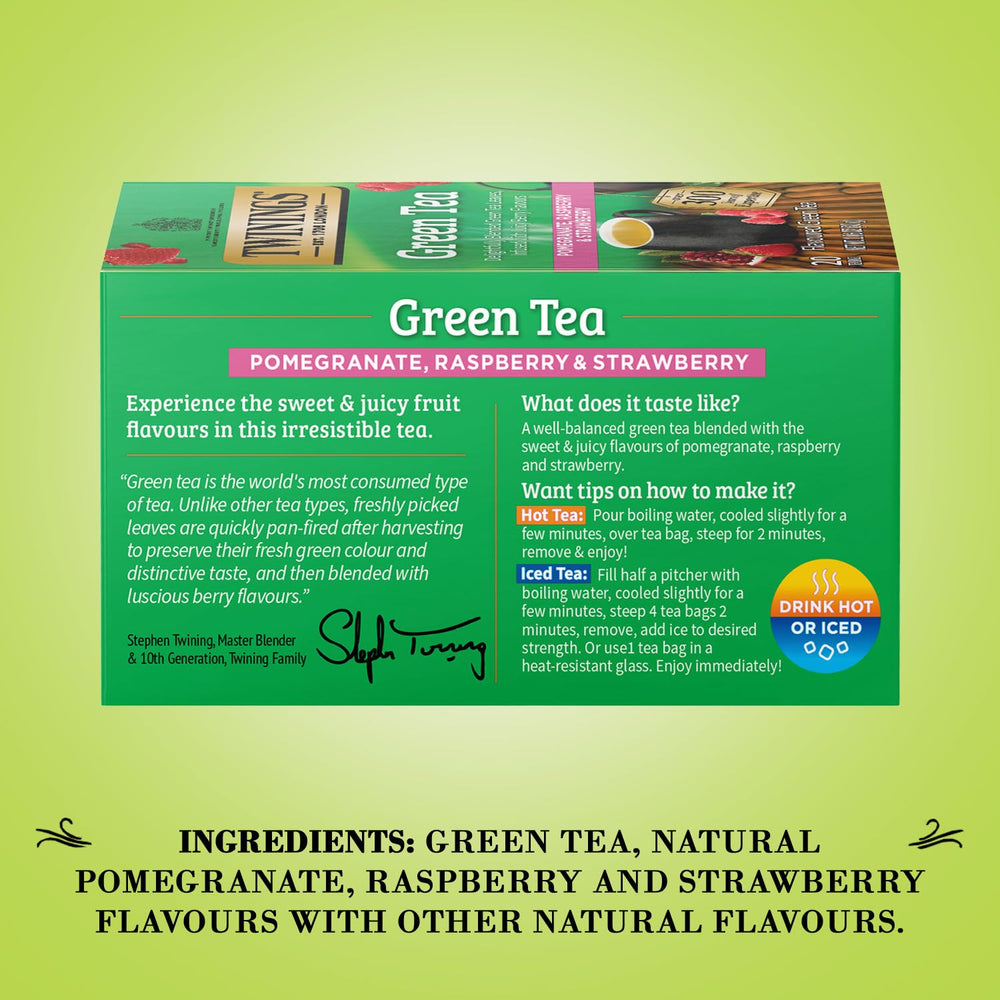 Individually wrapped Twinings teabags emphasize freshness and convenience