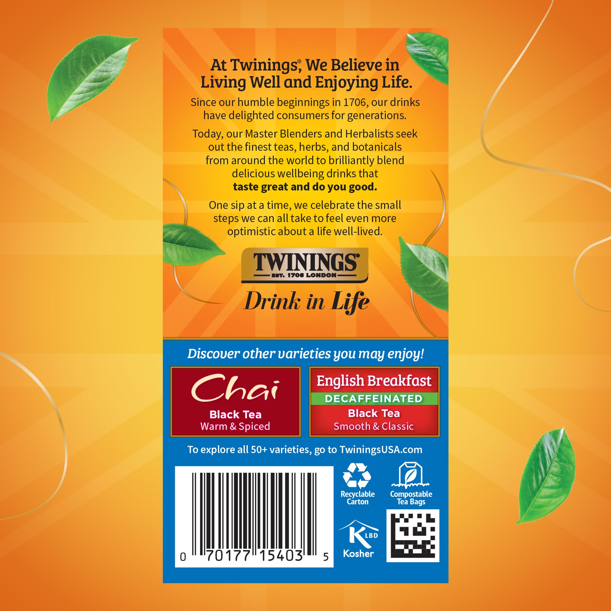 Twinings Irish Breakfast tea bag offering a full-bodied taste