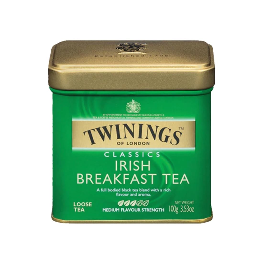 Twinings Irish Breakfast tea leaves ready to brew for a bold morning.