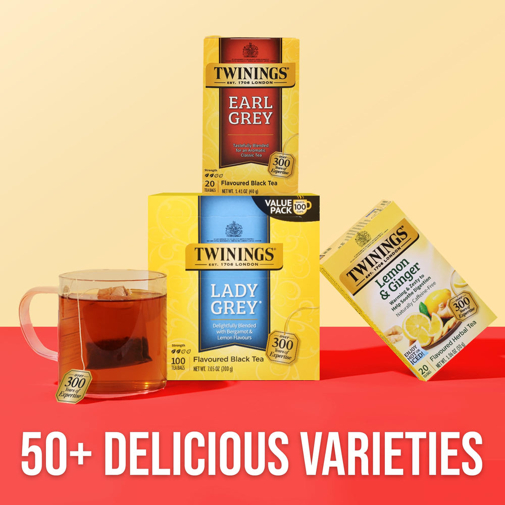 Twinings Lady Grey caffeinated tea bags offer a gentle lift