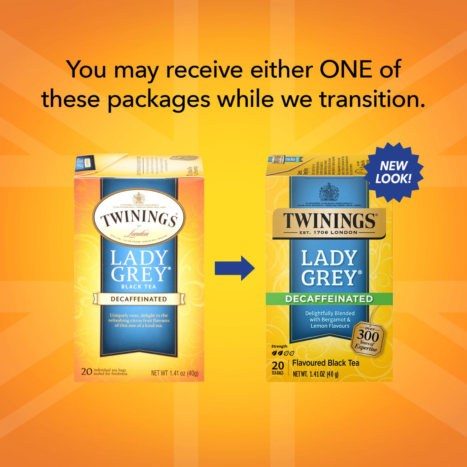 Twinings Lady Grey decaf tea being poured hot for a delicate, elegant cup