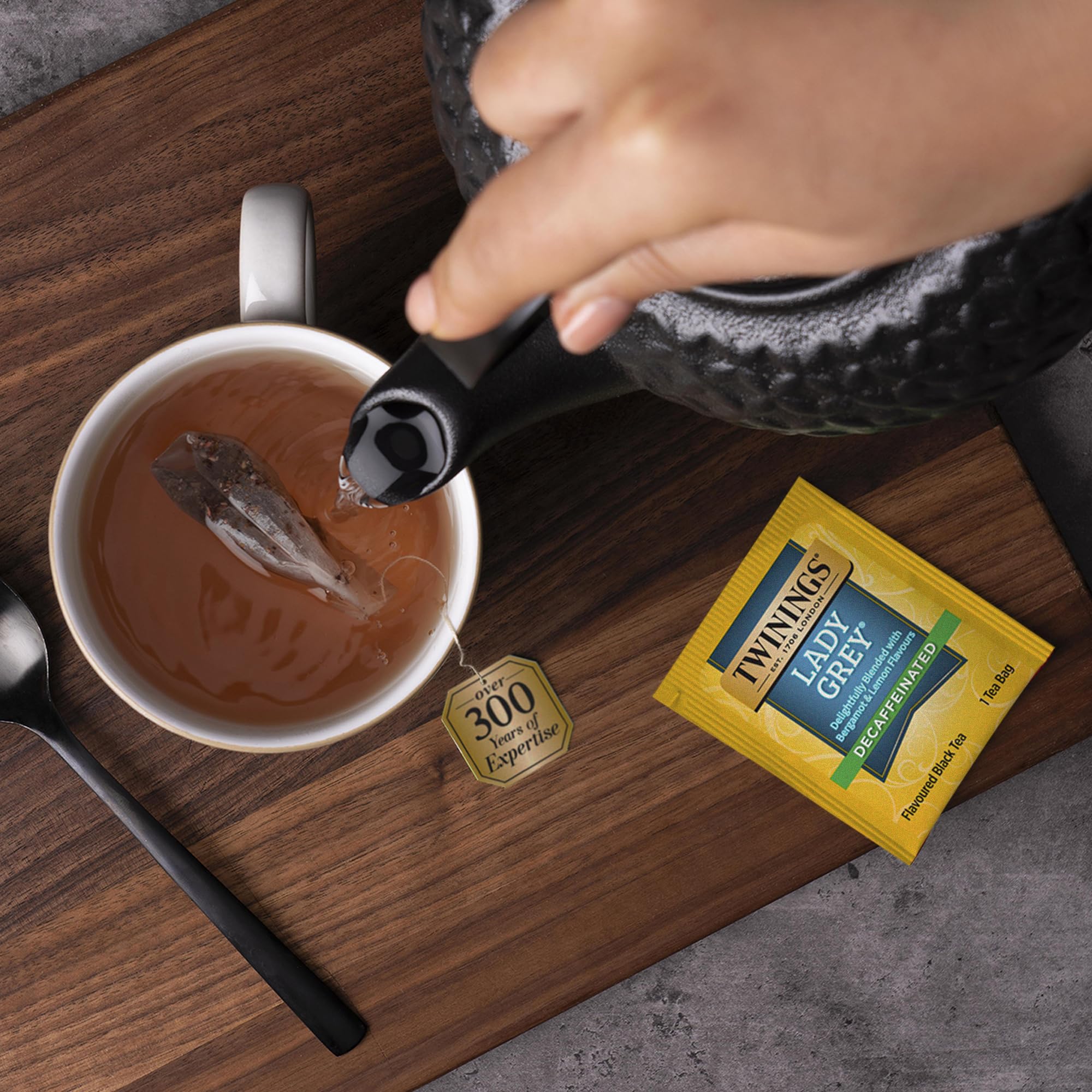 Twinings Lady Grey decaf tea lemon and orange notes brighten the aroma and flavor