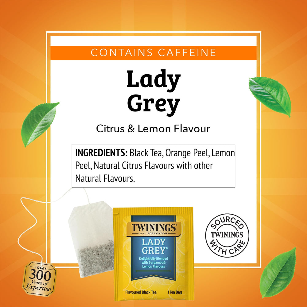 Twinings Lady Grey hot tea in a cup delivering a balanced sip