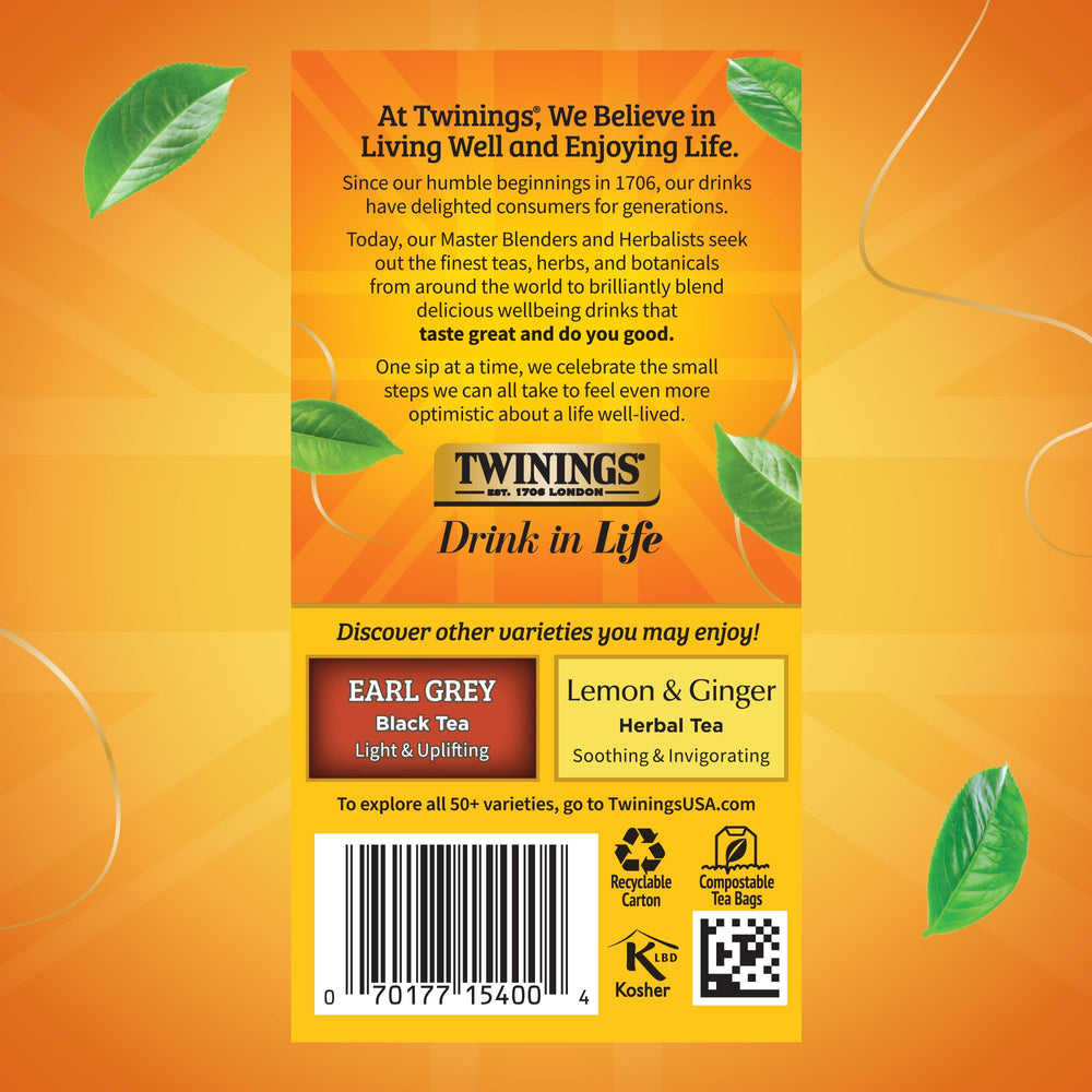 Twinings Lady Grey iced tea in a glass with citrus twist