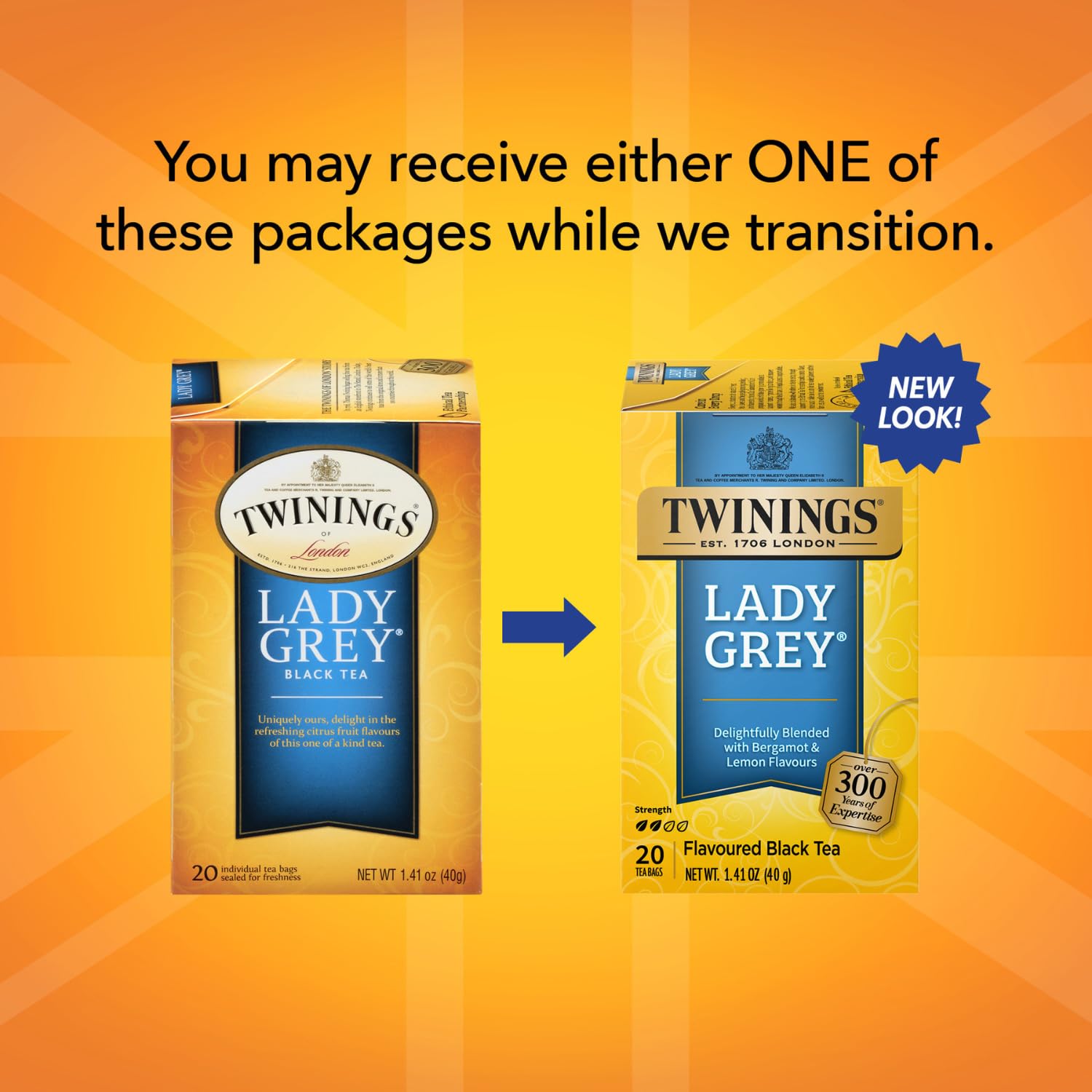 Twinings Lady Grey tea bag close-up releases bright citrus aroma.