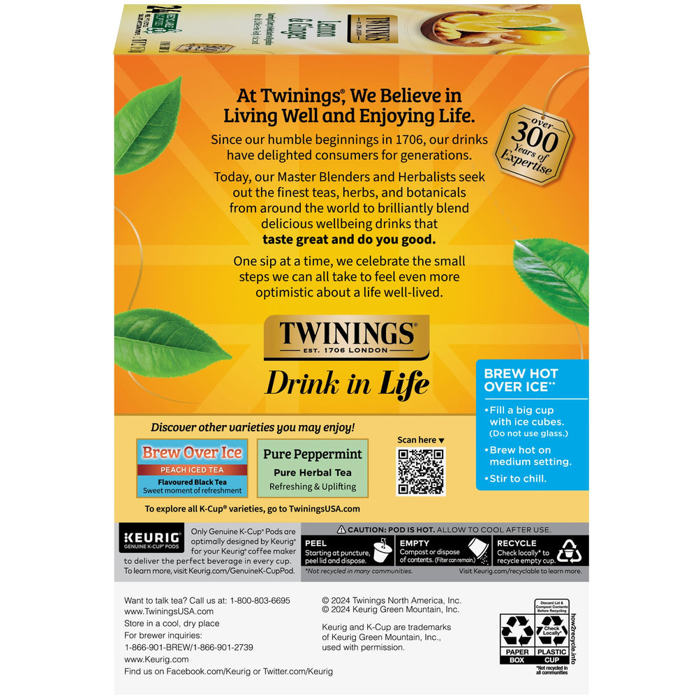 Twinings Lemon & Ginger K-Cup Pods ginger notes and citrus aroma.
