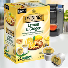 Twinings Lemon & Ginger K-Cup Pods iced serve yields refreshing cold tea.
