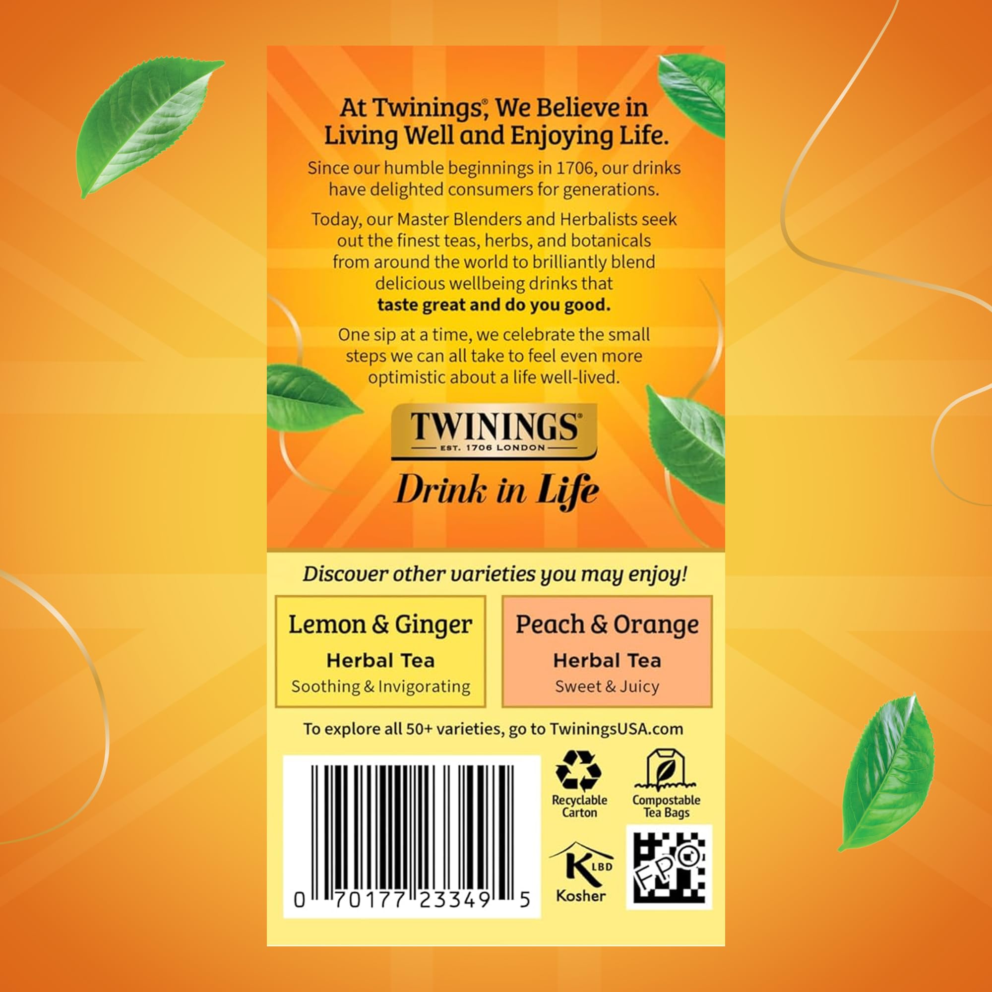 Twinings Mango Pineapple on-the-go packaging for travel-friendly tea.
