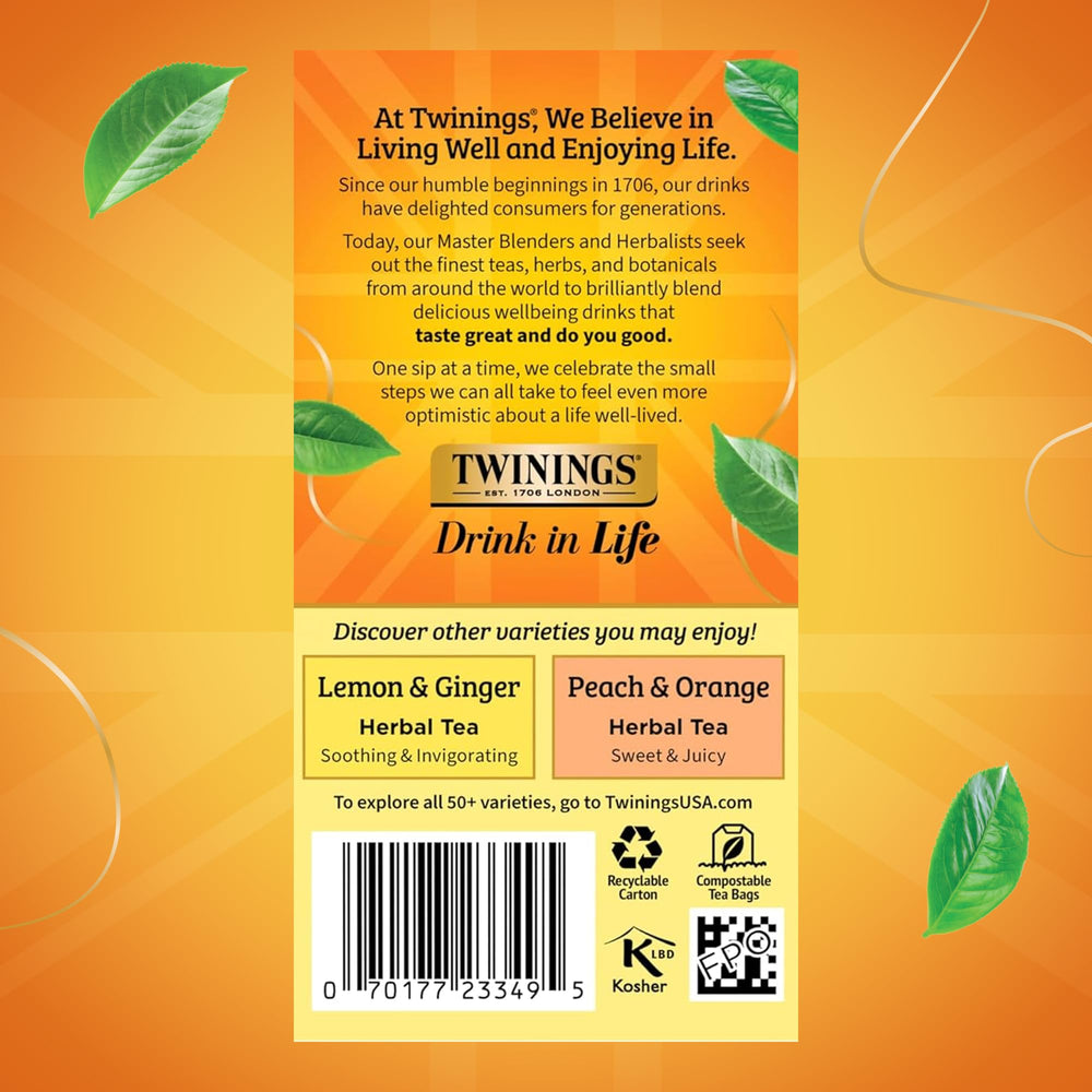 Twinings Mango Pineapple on-the-go packaging for travel-friendly tea.