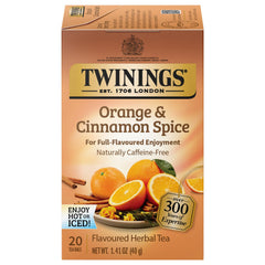 Twinings Orange Cinnamon Spice tea bags ready for a caffeine-free moment