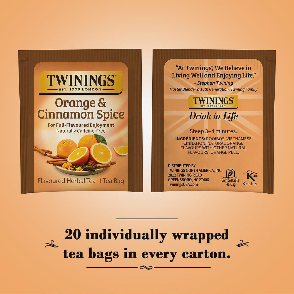Twinings Orange & Cinnamon Spice Tea cup during steep with aromatic notes rising.