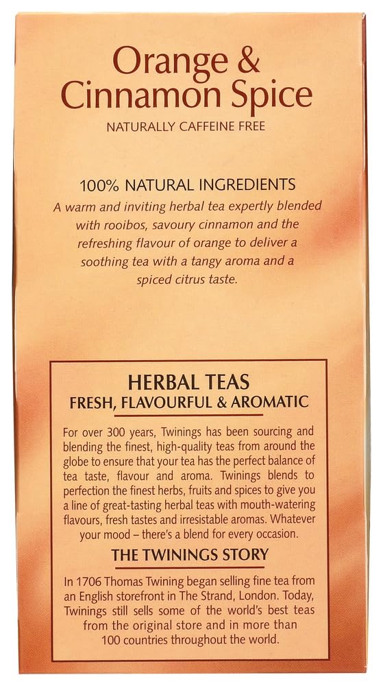 Twinings Orange and Cinnamon Spice Tea steeping cup reveals rich aroma, ideal for relaxing evenings.