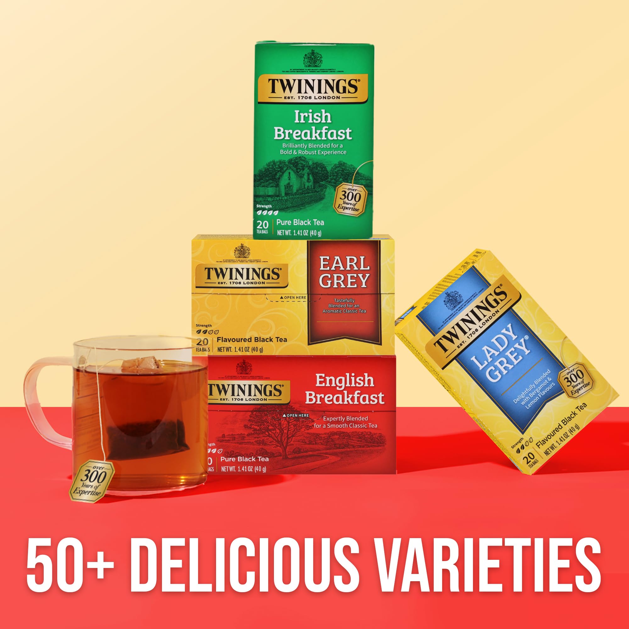 Twinings packaging and logo signaling trusted brand on shelf