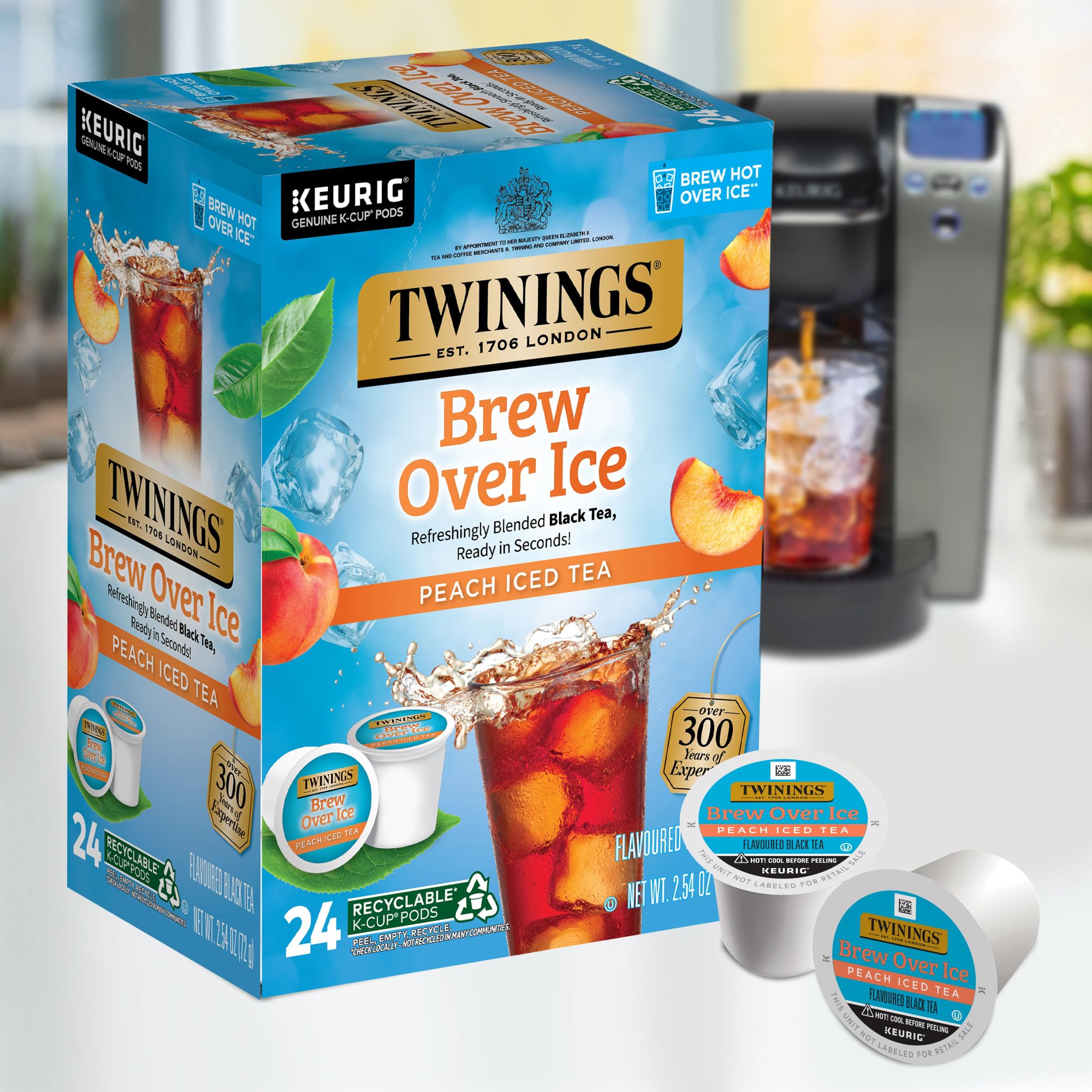 Twinings Peach aroma black tea pods deliver inviting fragrance and smooth taste.