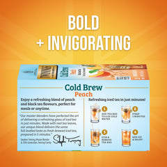 Twinings Peach Cold Brew tea bags being steeped for a refreshing iced tea.