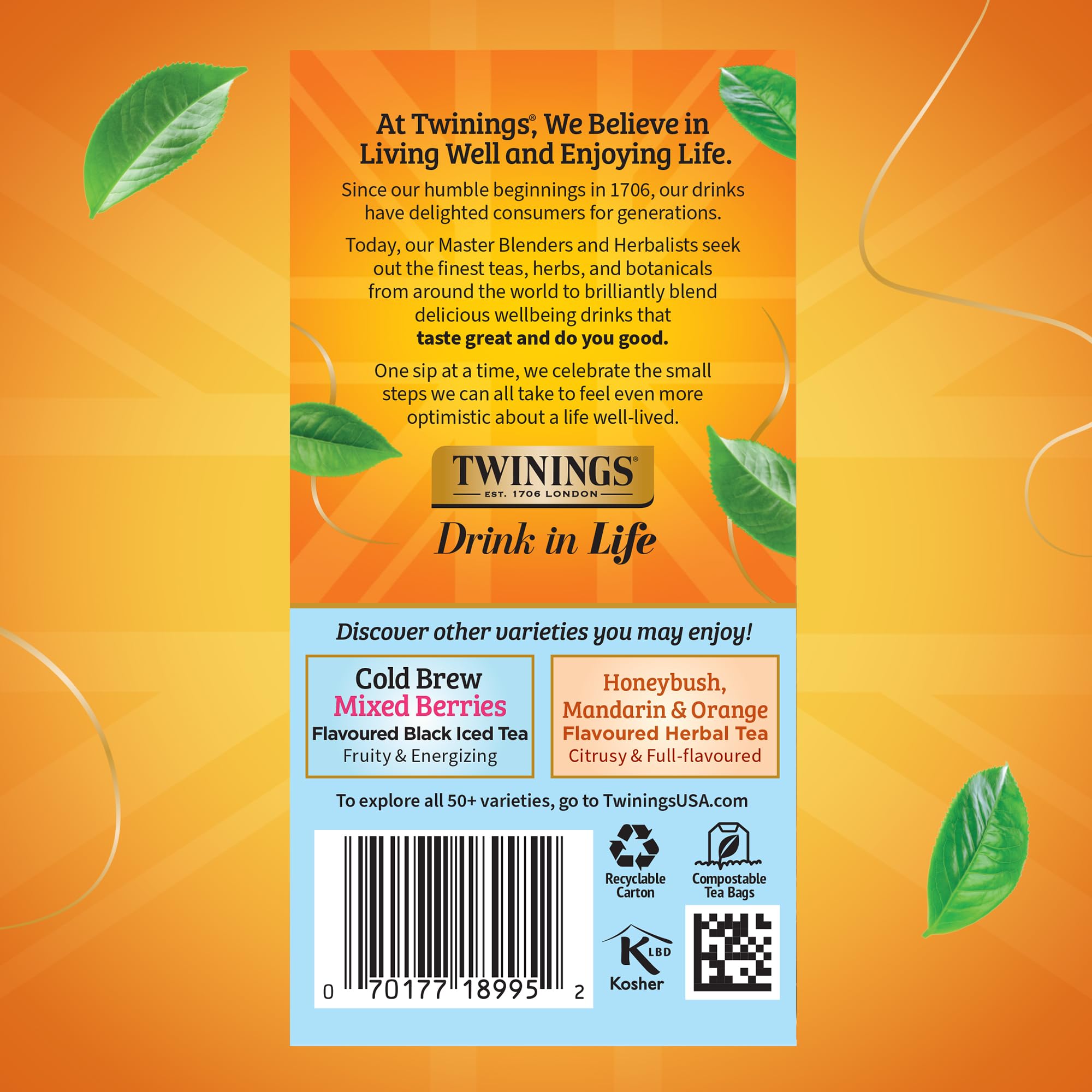Steep five minutes to enjoy a balanced peach-flavored black tea.
