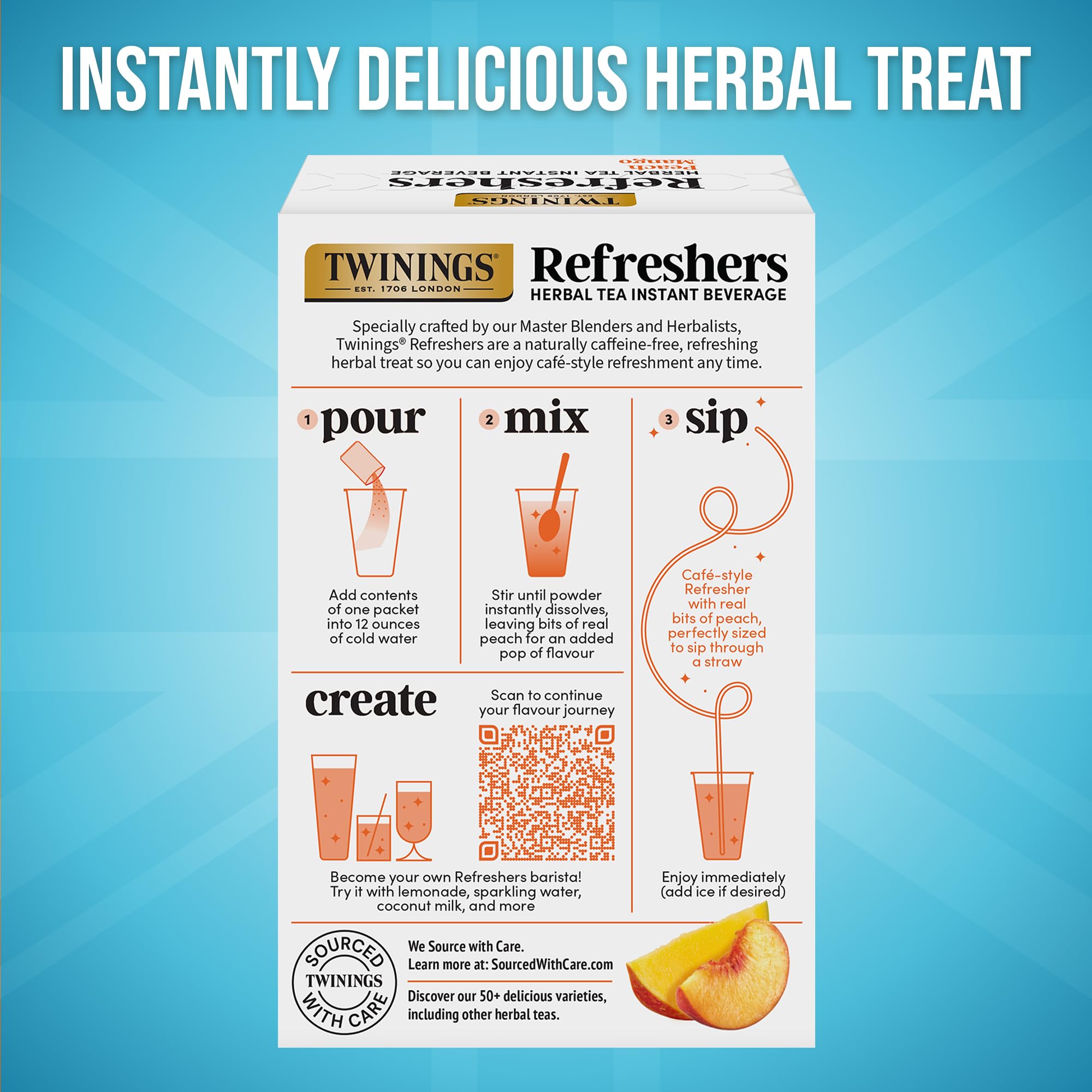 Twinings Peach Mango Refreshers sparkling water pairing.