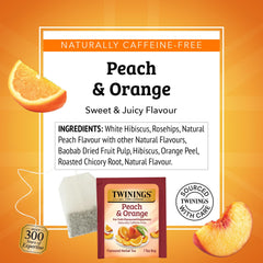 Juicy peach and zesty orange notes in a fragrant herbal blend.