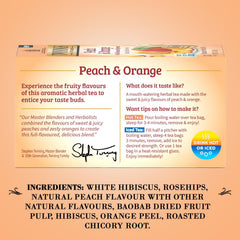 Twinings Peach & Orange ingredients close-up with hibiscus and peach notes