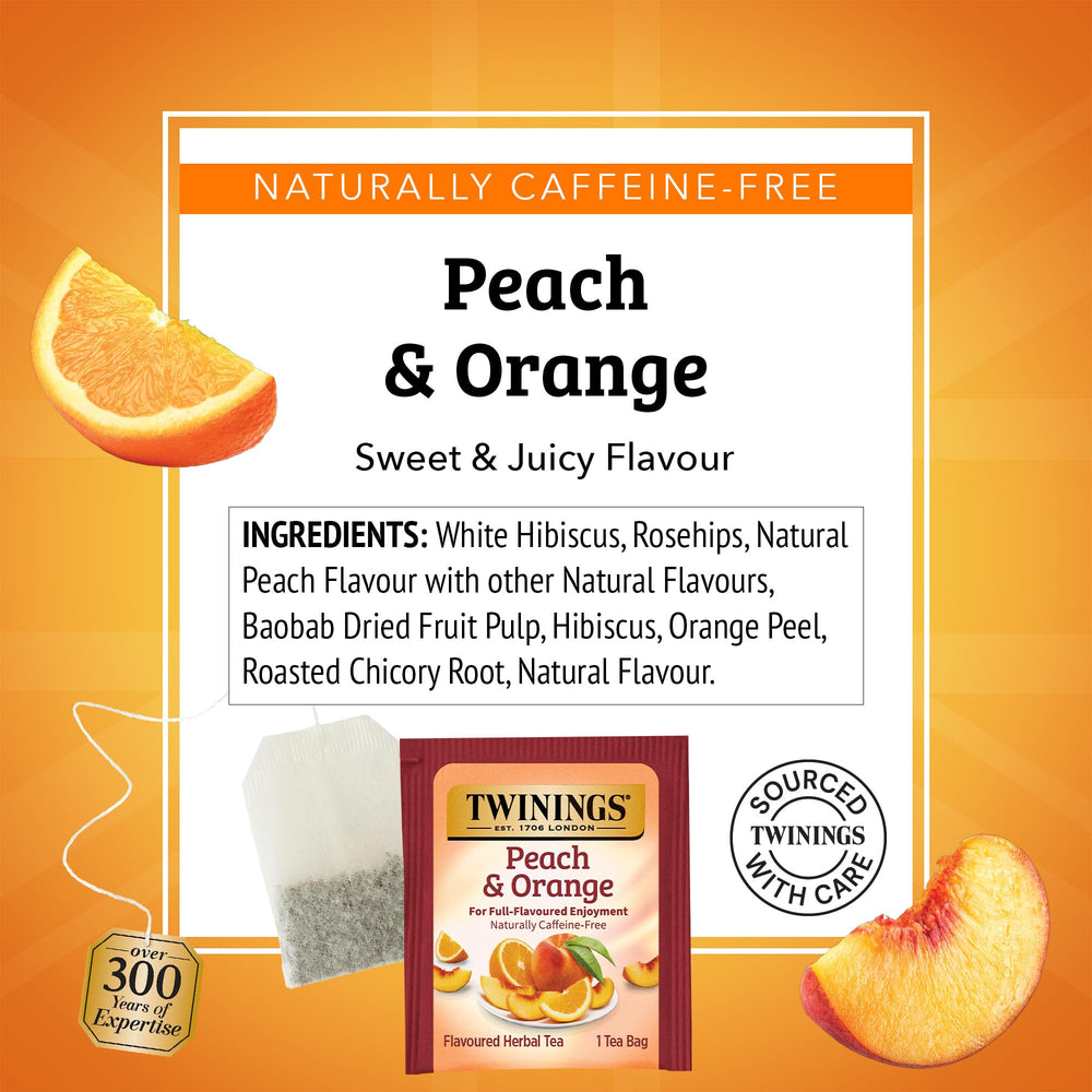 Twinings Peach & Orange iced tea being poured for a refreshing cold brew.