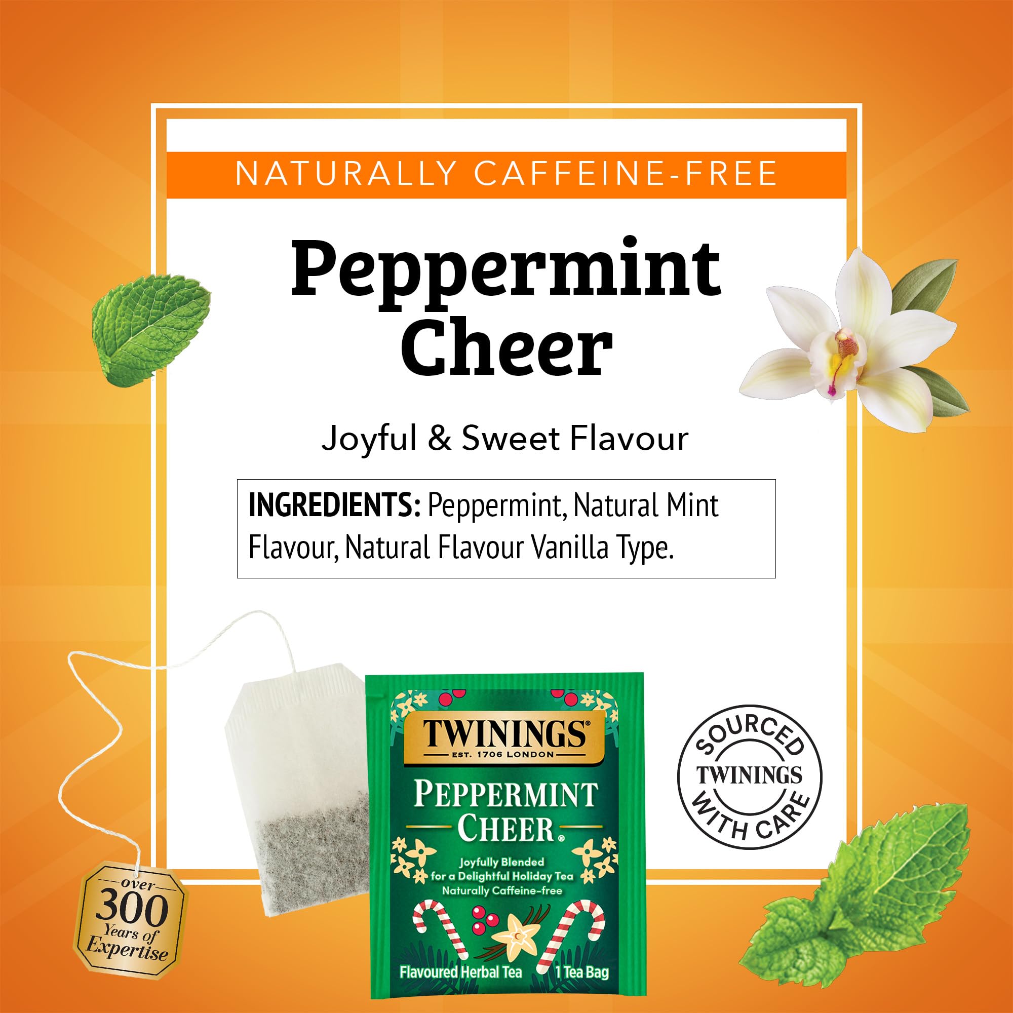 Hot steep: pour water over Twinings Peppermint Cheer for a soothing hot cup