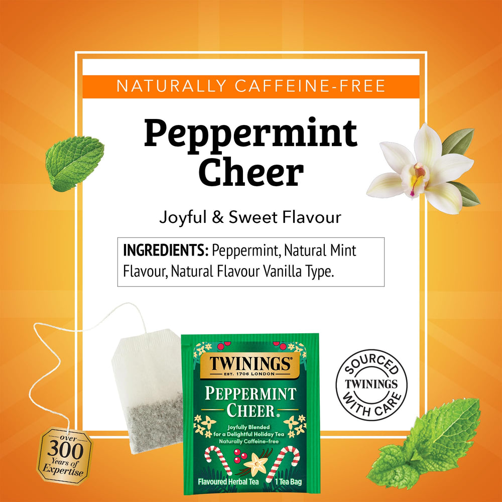 Hot steep: pour water over Twinings Peppermint Cheer for a soothing hot cup