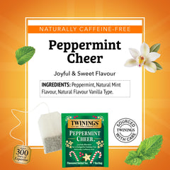 Hot steep: pour water over Twinings Peppermint Cheer for a soothing hot cup