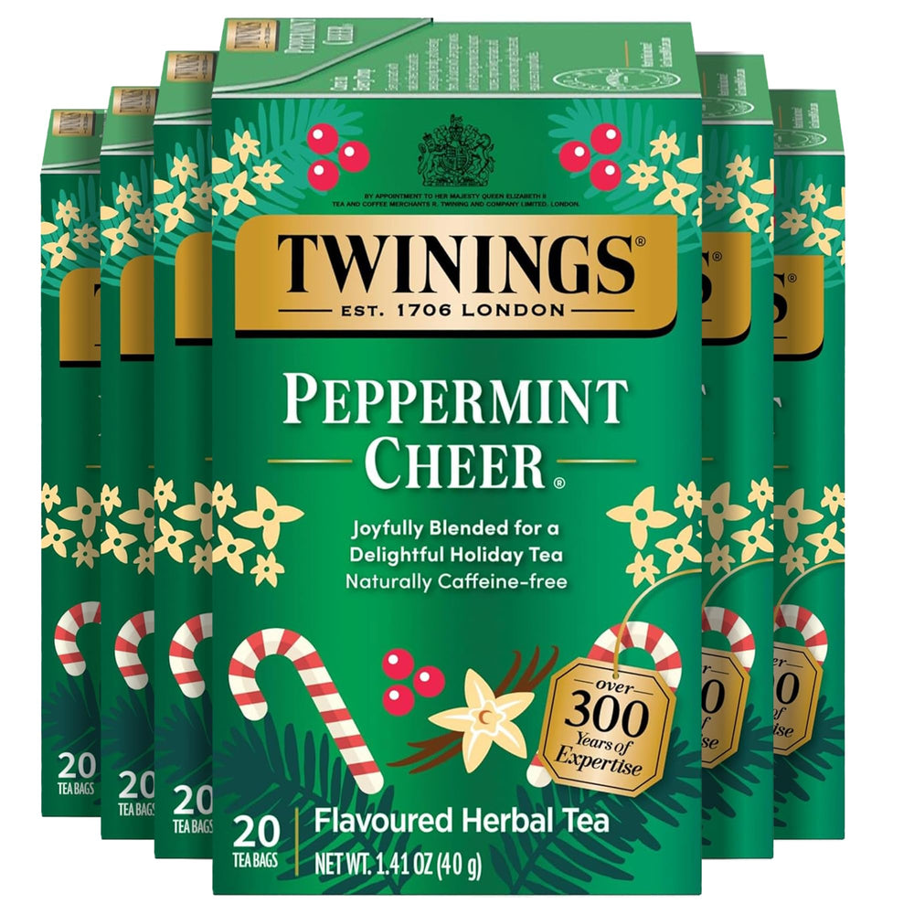 Twinings Peppermint Cheer tea cup hot brew for comforting warmth