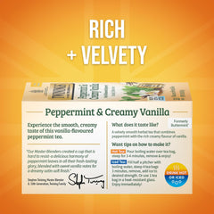 Twinings Peppermint & Vanilla cup steeping shows fresh mint and creamy vanilla aroma