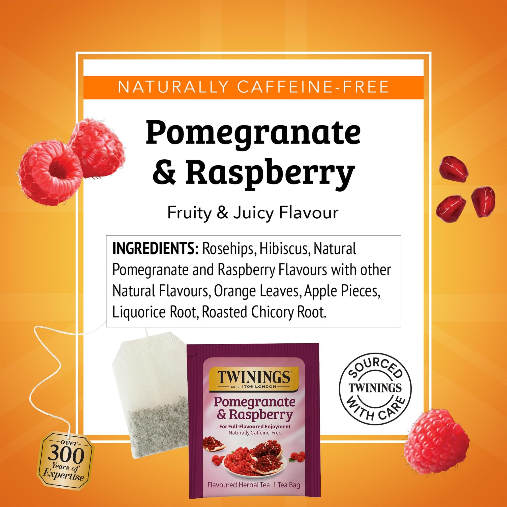 Twinings Pomegranate & Raspberry on-the-go tea sachets for easy refreshment anywhere.