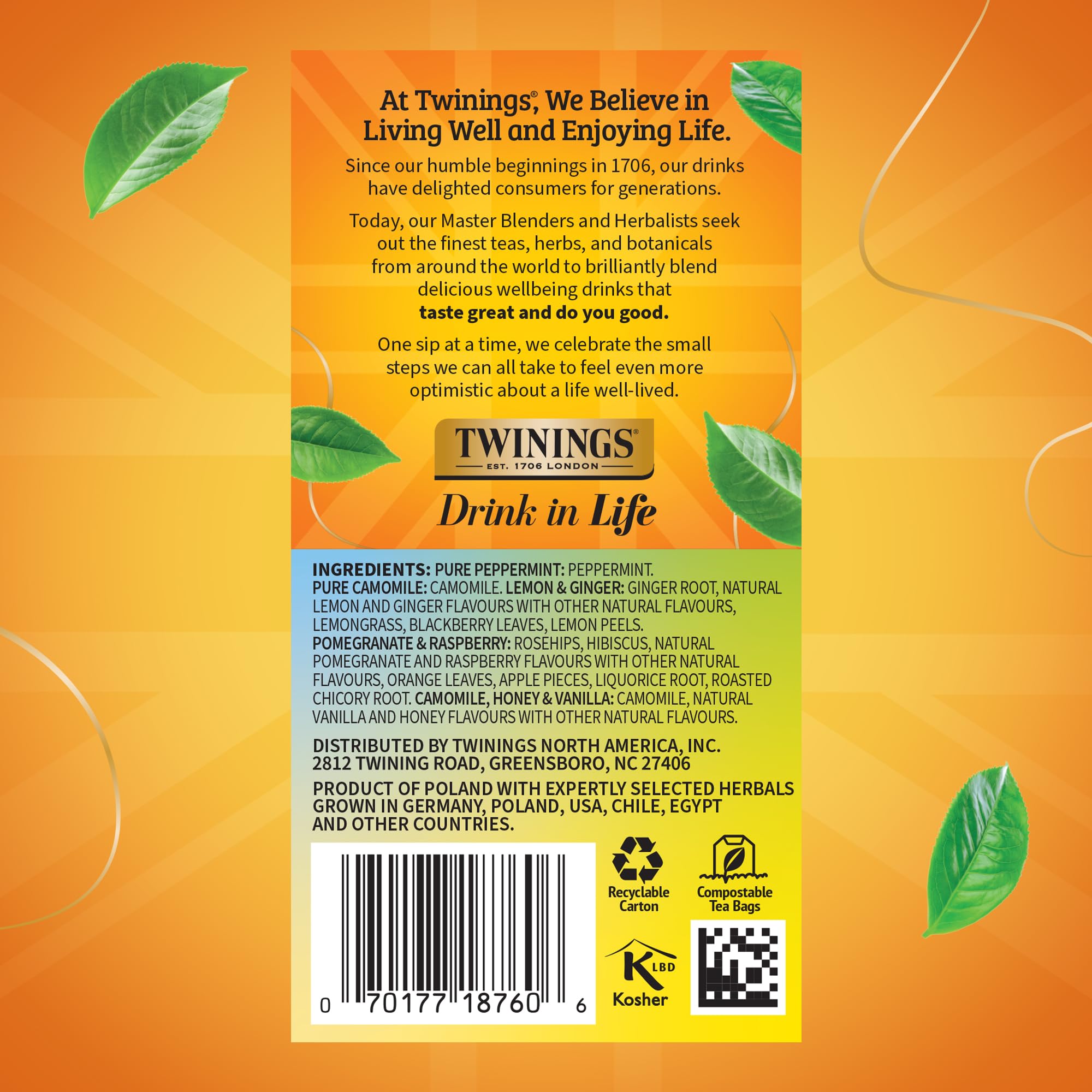 Twinings Pomegranate & Raspberry tea bags for a sweet, full flavor break.