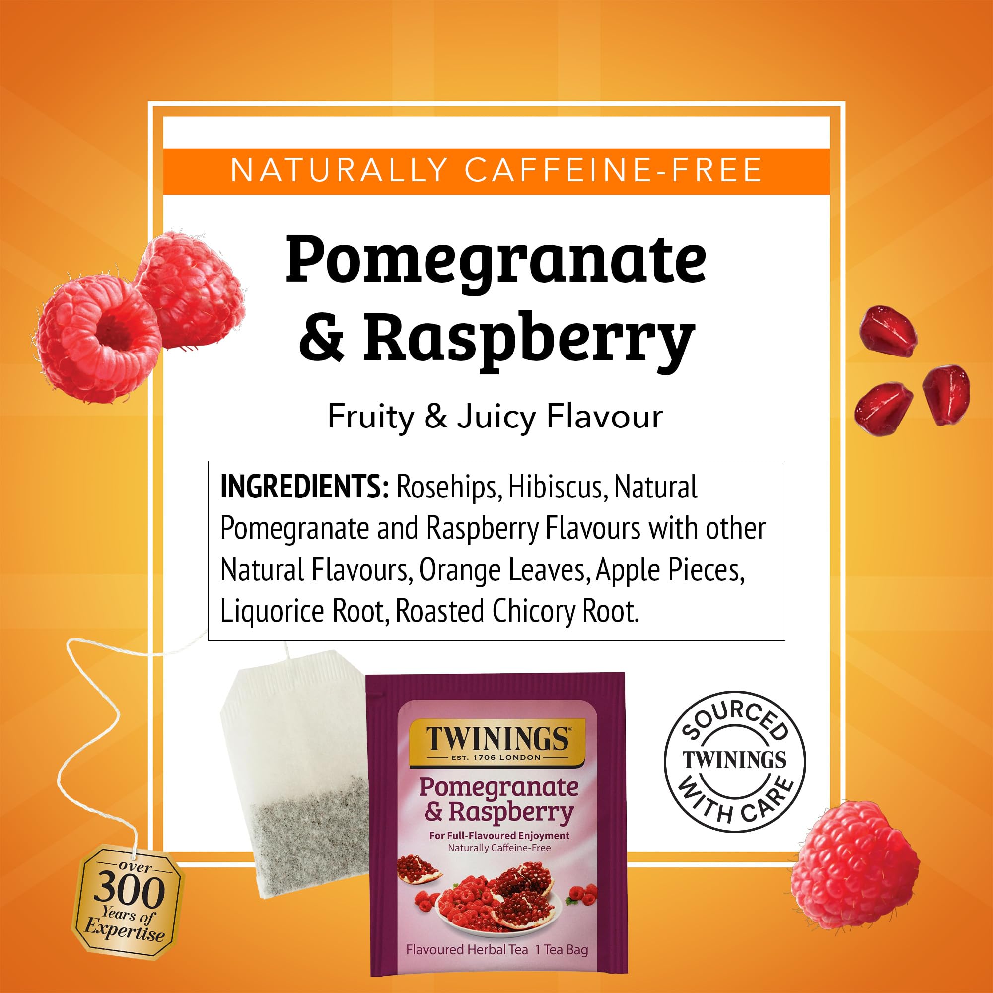 Close-up of Twinings herbal infusion with visible fruit notes.