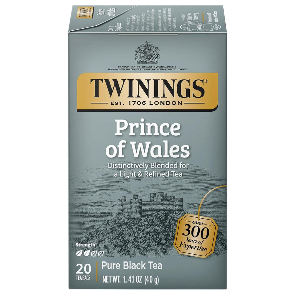 Twinings Prince of Wales Black Tea box showcasing premium aromatic blend for refined mornings