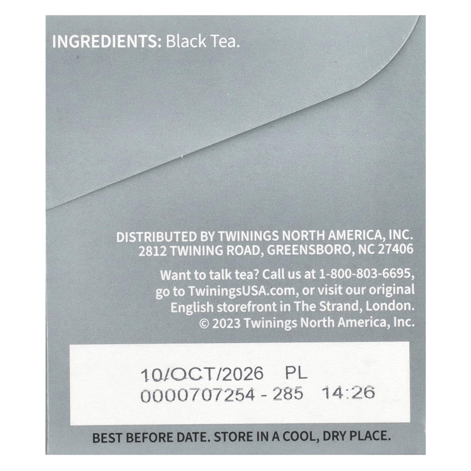 Twinings Prince of Wales tea bag closeup highlights premium leaves for a smooth, mellow cup.