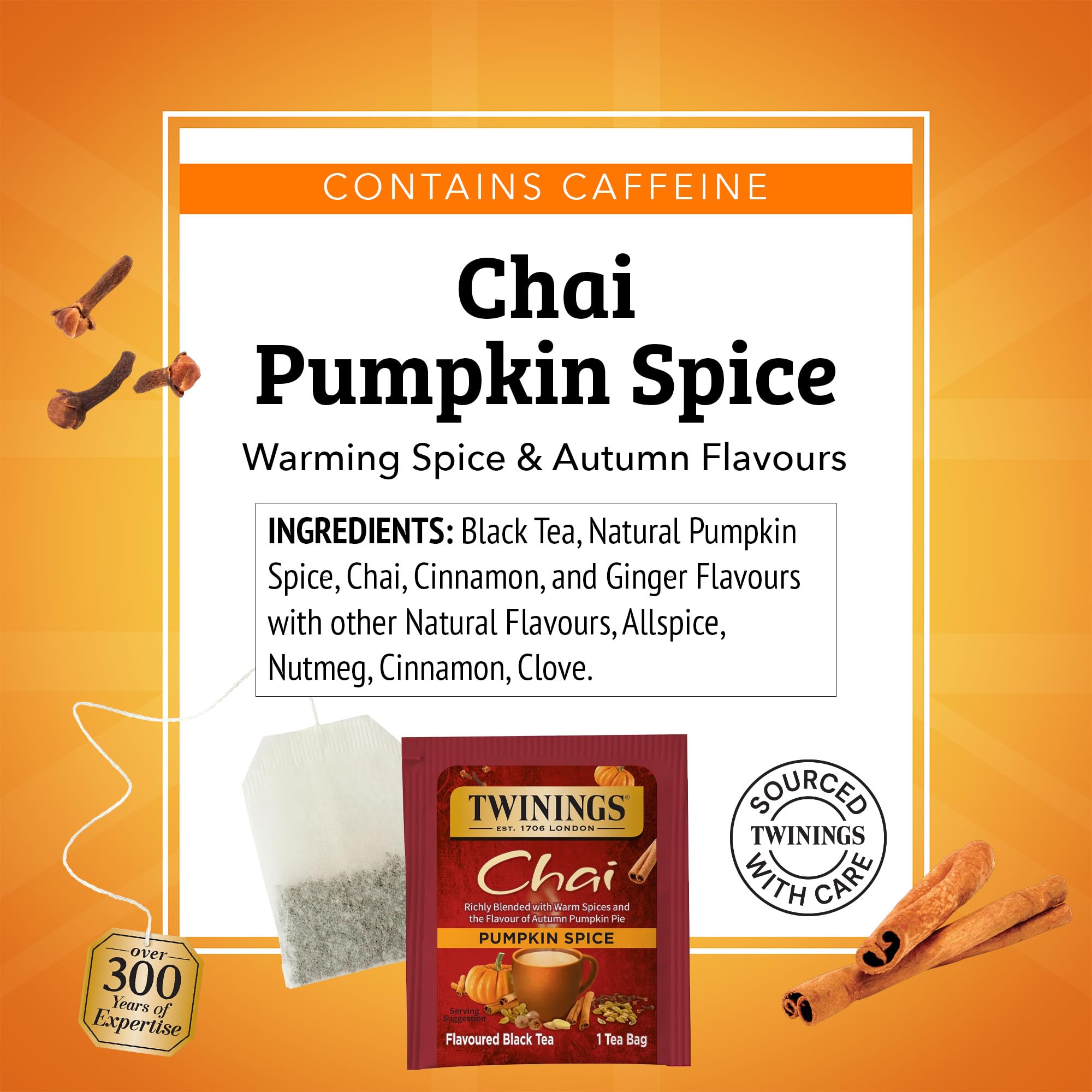 Twinings Pumpkin Spice Chai aroma fills the kitchen during brewing.