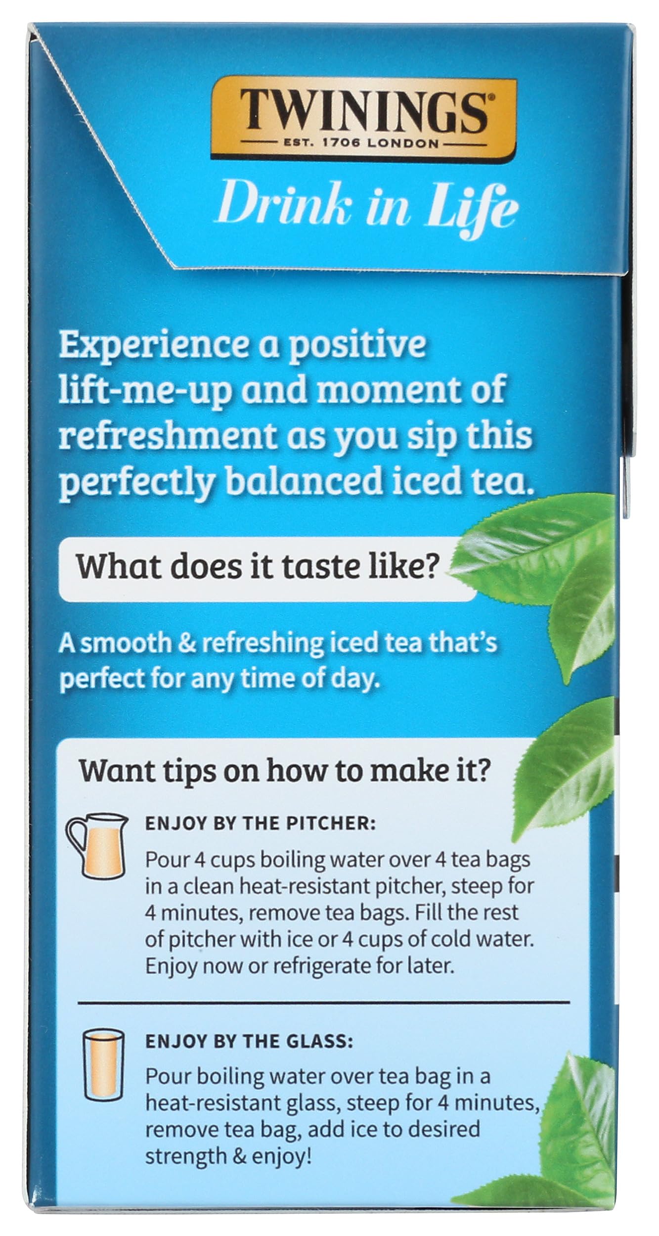 Twinings Pure Black Iced Tea Bags brew-steep guidance for a smooth, balanced cup