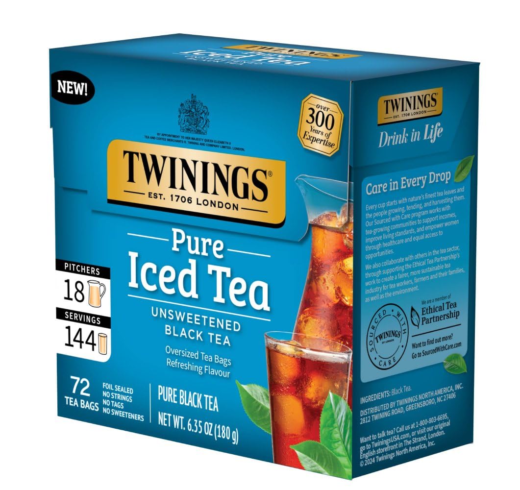 Twinings Pure Black Iced Tea Bags front label highlights classic flavor